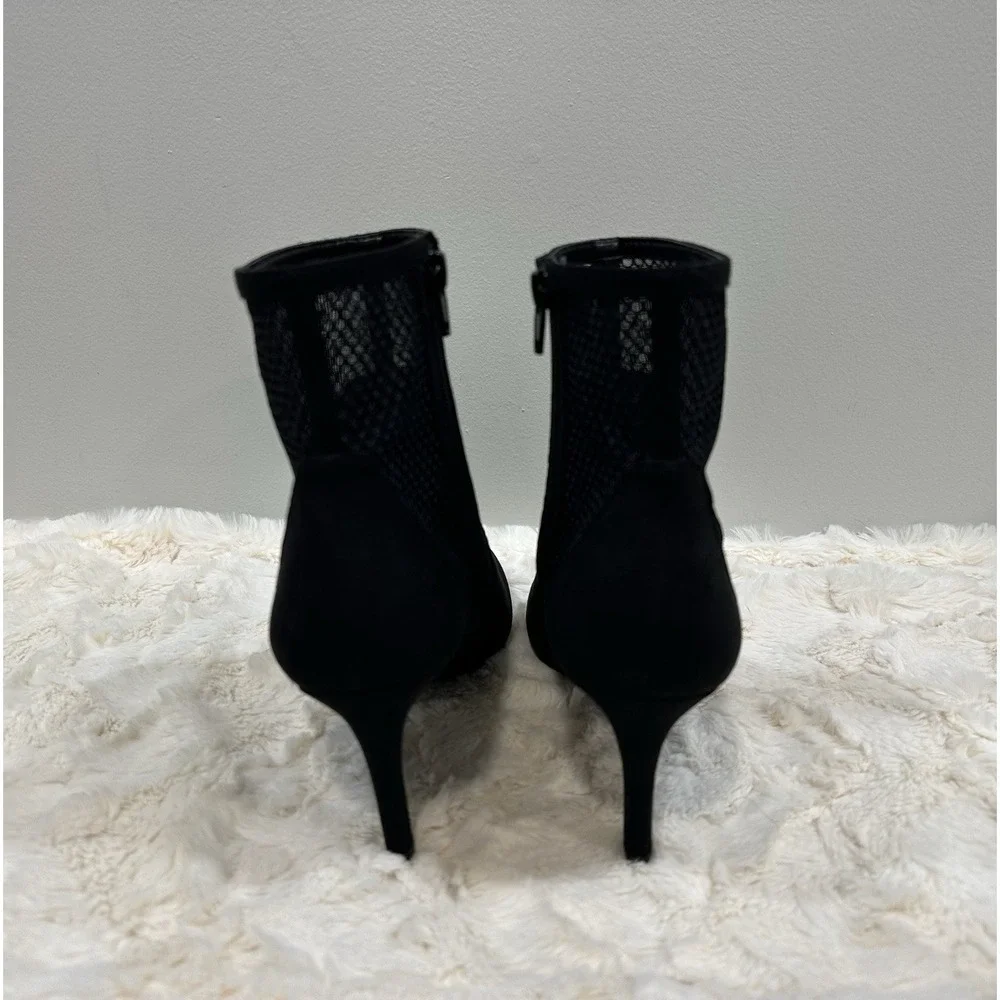 ALFANI Womens Black Mesh Jamari Pointed Toe Stiletto Zip-Up Dress Boots Size 8‎